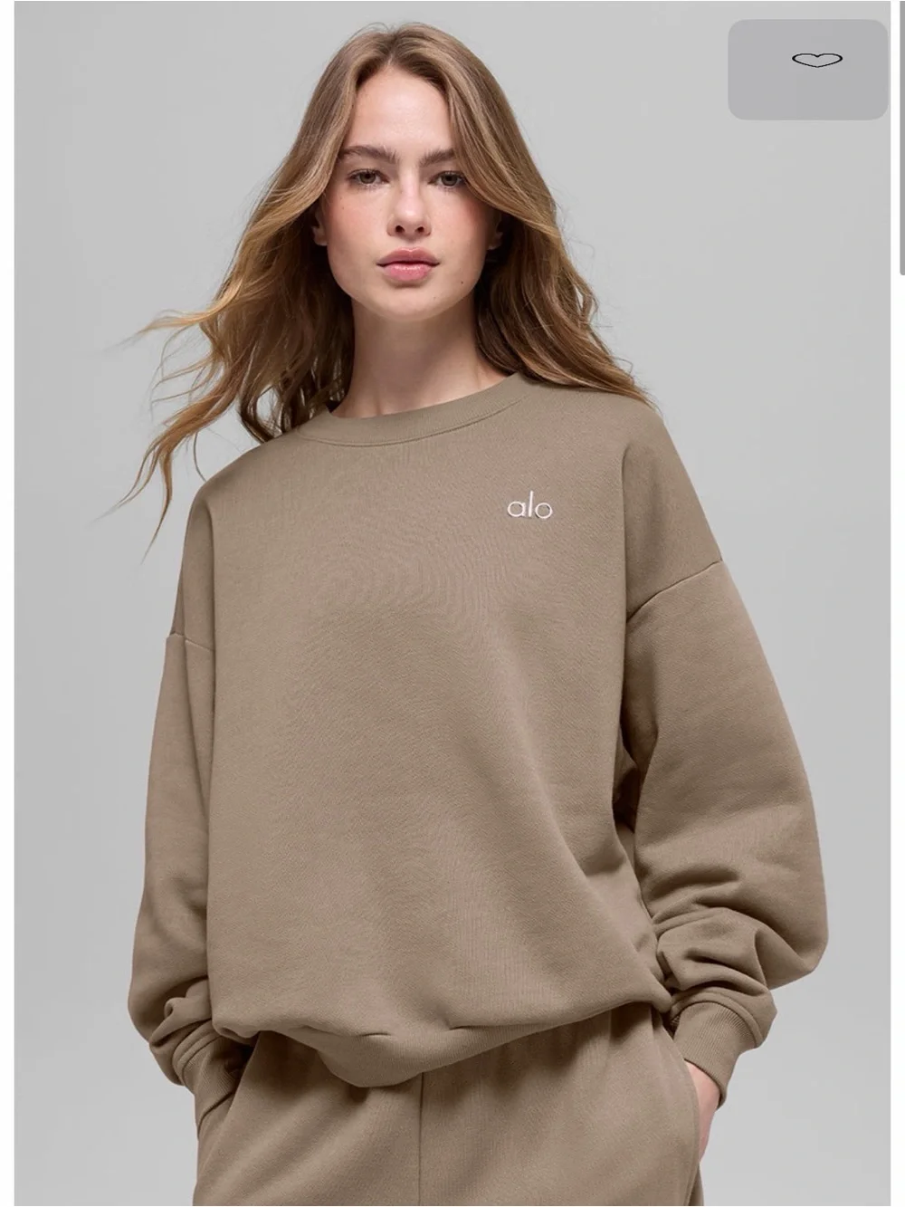 ALO Accolade Crew Neck Pullover - Gravel (Medium)